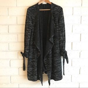 EUC Pleione Long Black & White Marled Cardigan